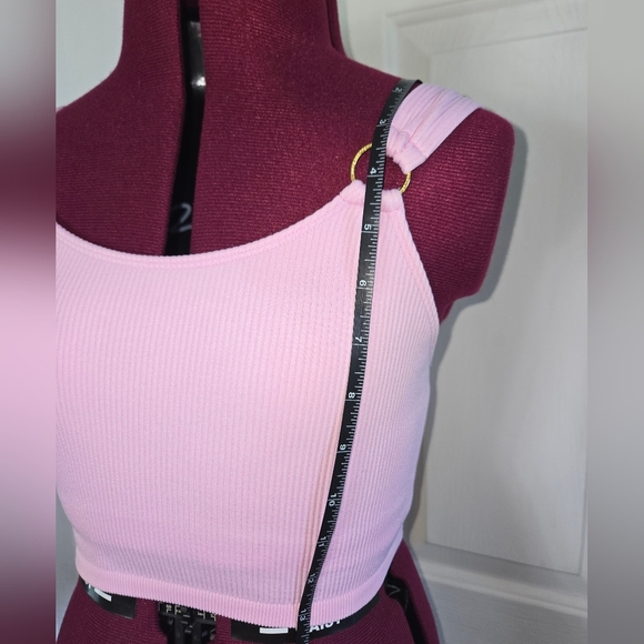 Aerie Small Light Pink Long Line Sports Bralette with Gold Detail - Picture 7 of 11